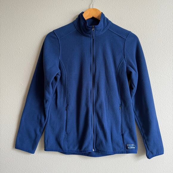 L.L. Bean Blue Fleece Full Zip Mock Neck Jacket Size Small - Picture 1 of 5